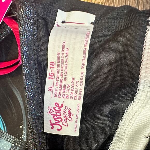 Justice dance dancewear reversible crop top CXL NWT pink black gym bra 16/18 - Picture 6 of 6